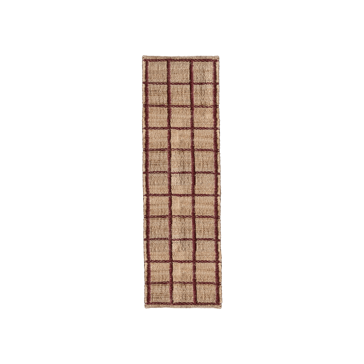 Løper Strata Braided Jute fra Layered i fargen rød rutemønstret / Burgundy.