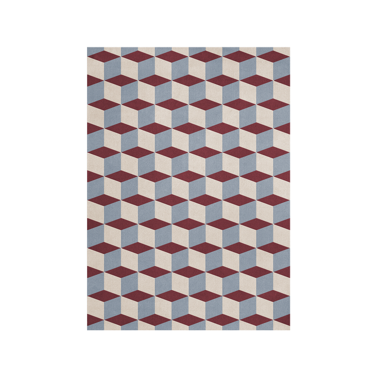 Teppet Illusion fra Layered i fargen Mulberry Sky, i toner av krem, burgunder og blått