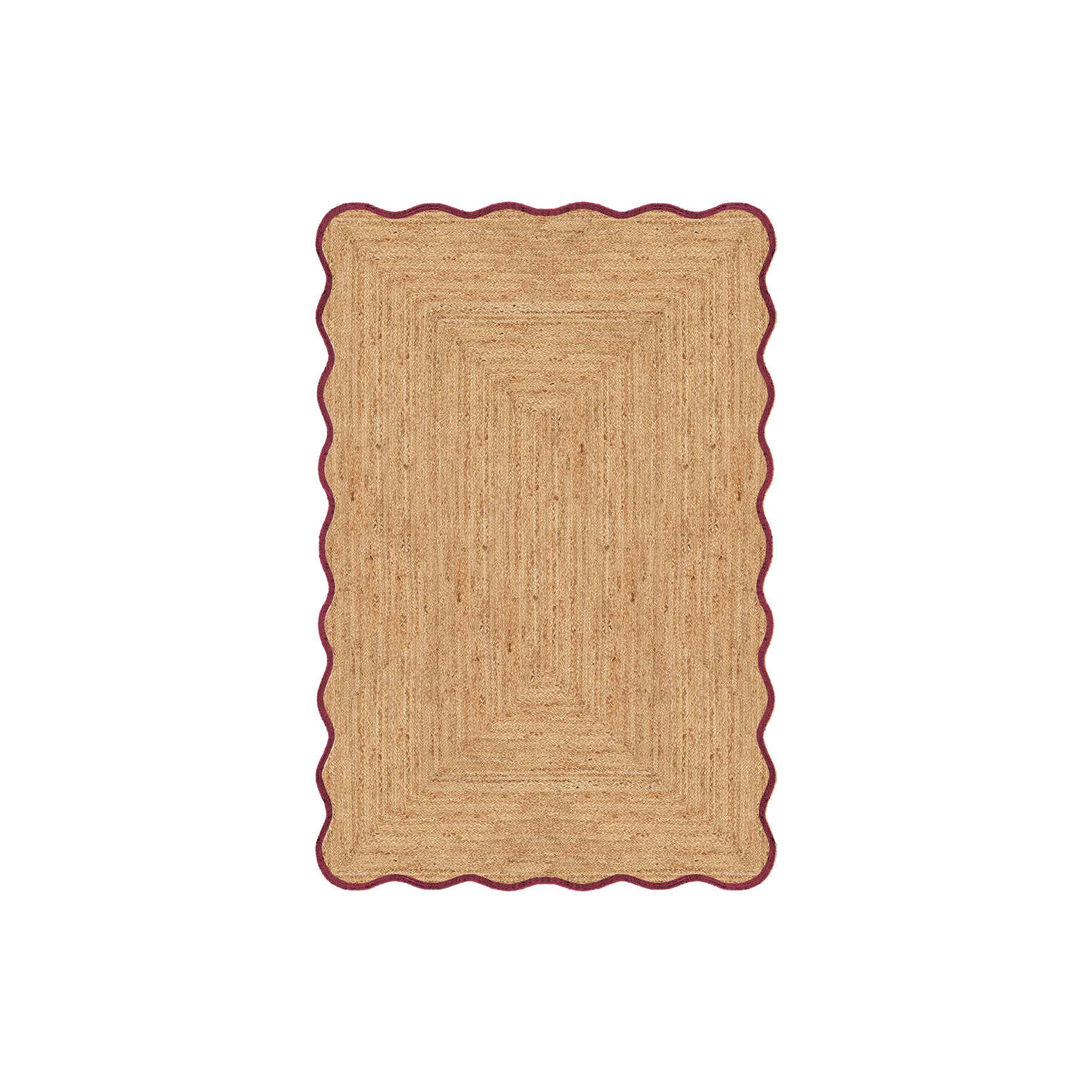 Teppe Scallop Jute fra Layered i burgunder/Burgundy i størrelsen 140x200 cm.