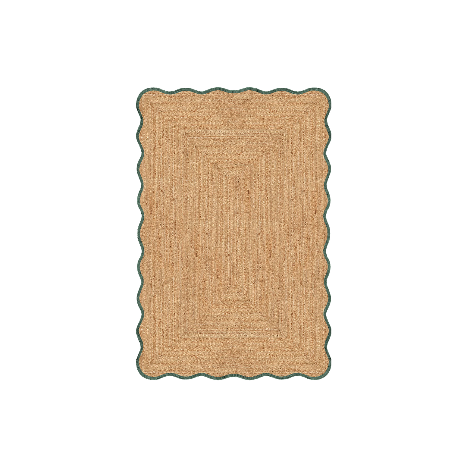 Teppe Scallop Jute fra Layered i mørk grønn/Dark Green i størrelsen 140x200 cm.