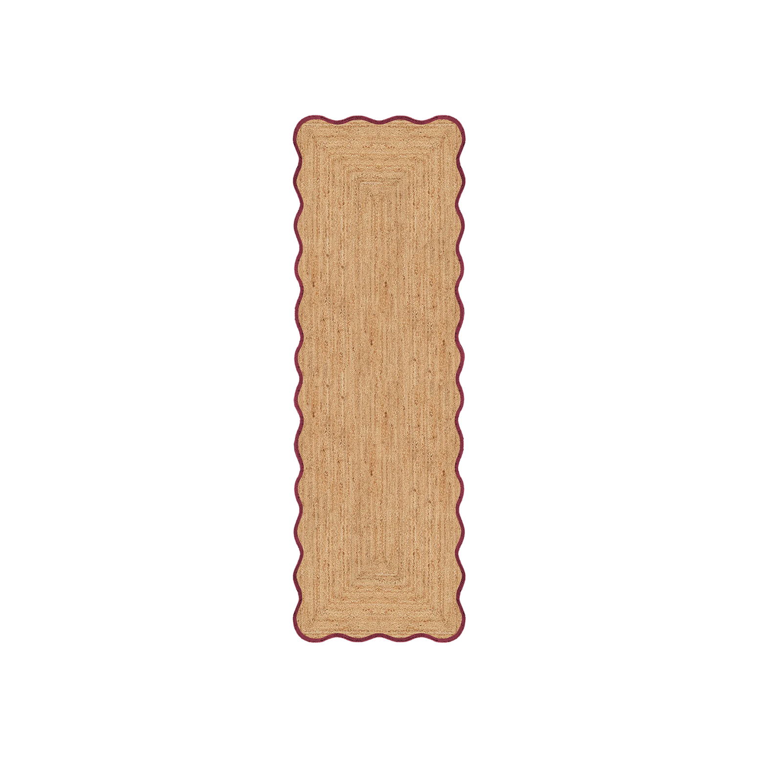 Teppe Scallop Jute fra Layered i burgunder/Burgundy i størrelsen 75x240 cm.