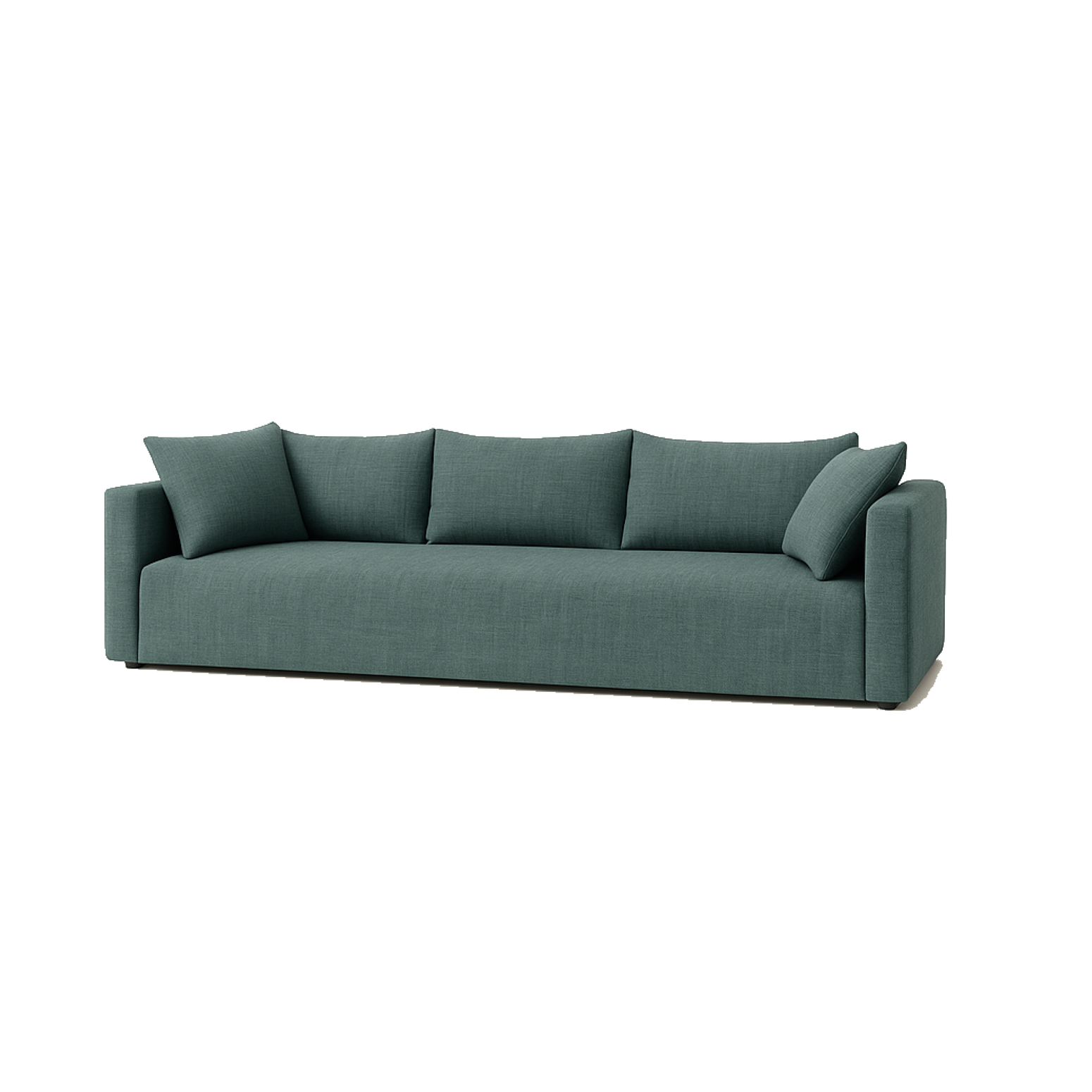 Sofaen Luna, designet av OsloDeco, kan bestilles i et stort antall bredder og tekstiler! (Dette er en digital rendering/illustrasjon)