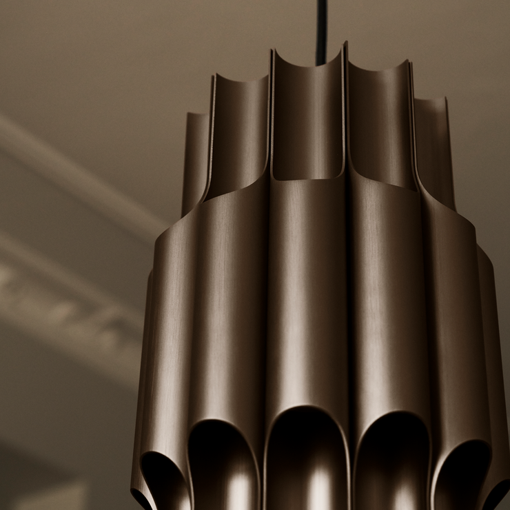 Taklampe Pan 190 i gyllenbrun aluminium fra Lyfa.