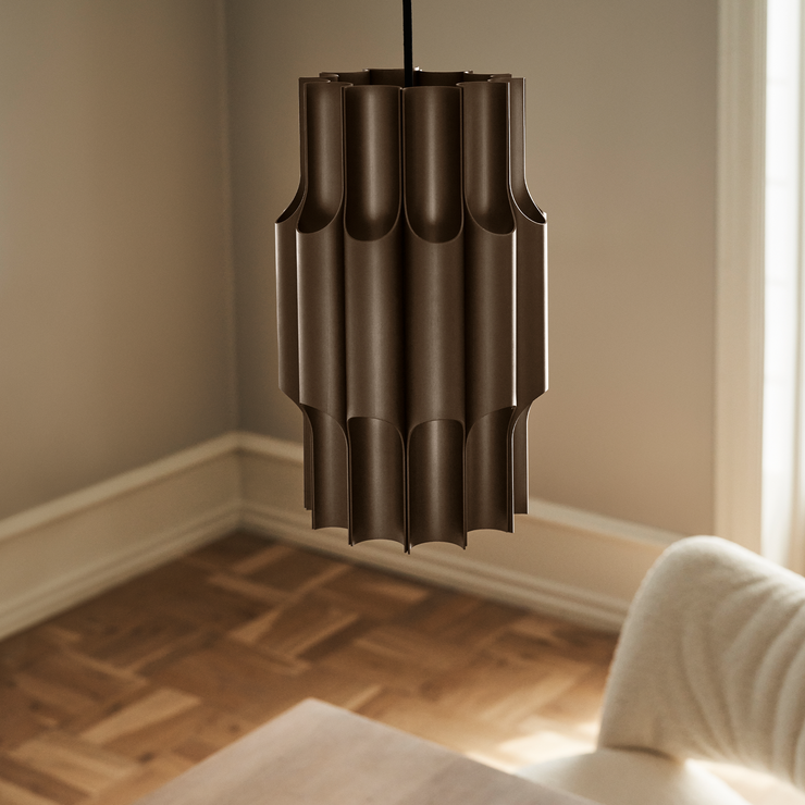 Taklampe Pan 190 i gyllenbrun aluminium fra Lyfa.