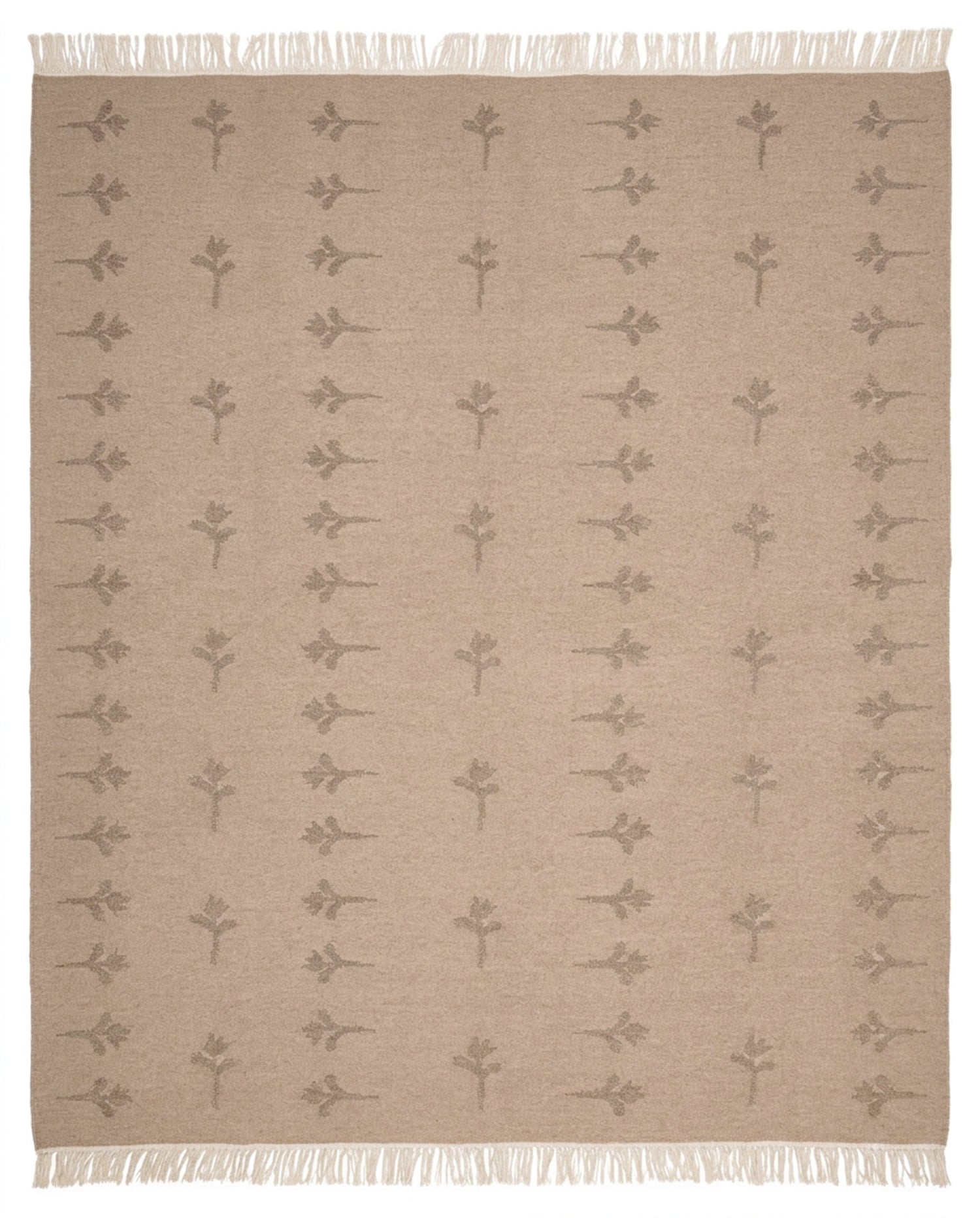 Teppe no.30 fra Cappelen Dimyr i beige ull med skulpturert tulipanmotiv