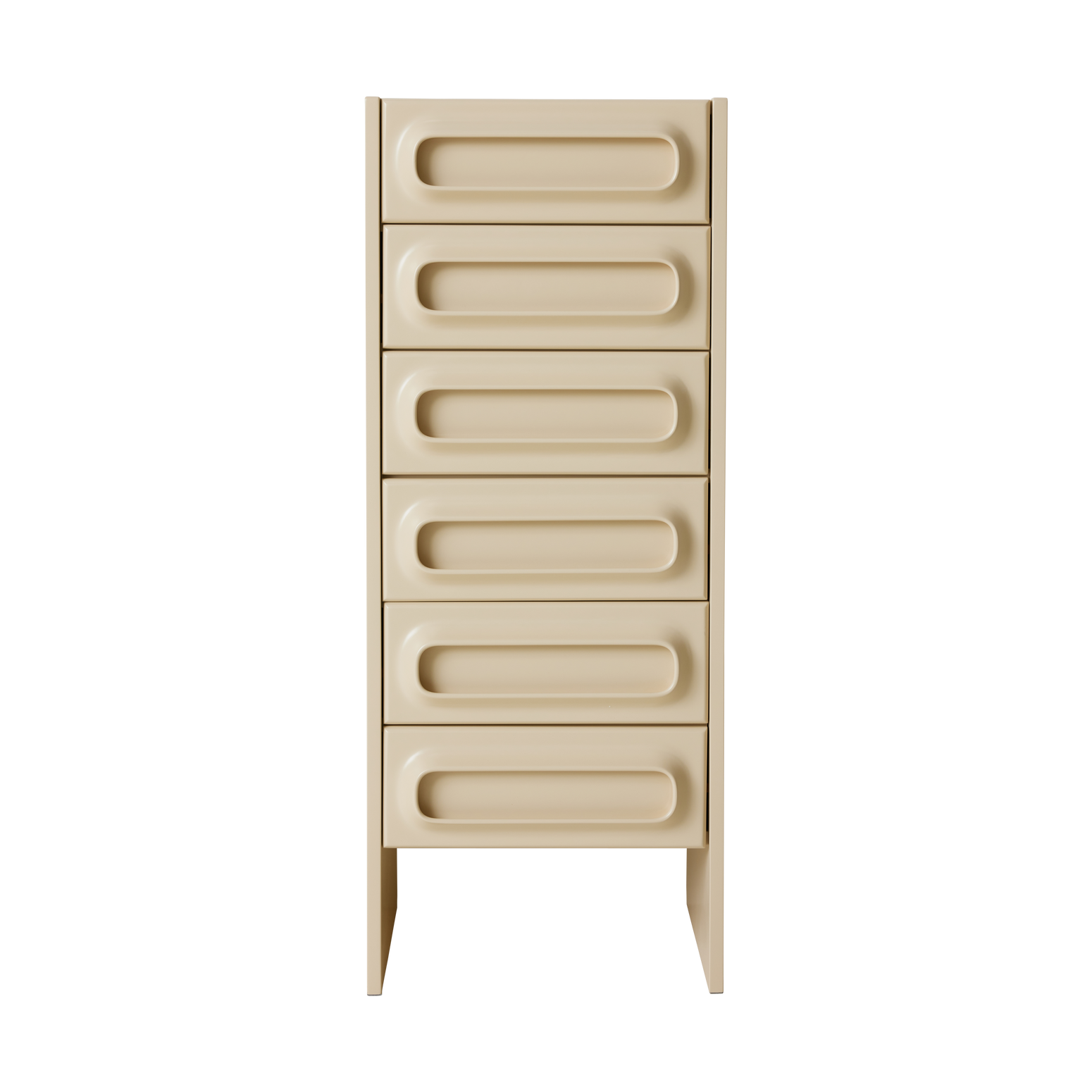 Oppbevaring til hjemmet, inspirert av 60- og 70-tallet: Skuffeseksjonen Space Drawer Cabinet i fargen Cream.
