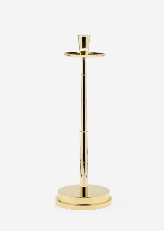 Graceful Candlestick fra Skultuna i forgylt messing, vist på lys bakgrunn – frontvisning
