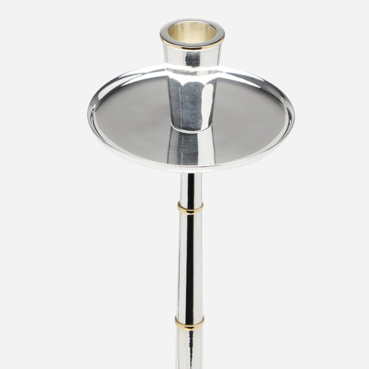 Graceful Candlestick i sølvbelagt messing, sideprofil som viser full høyde