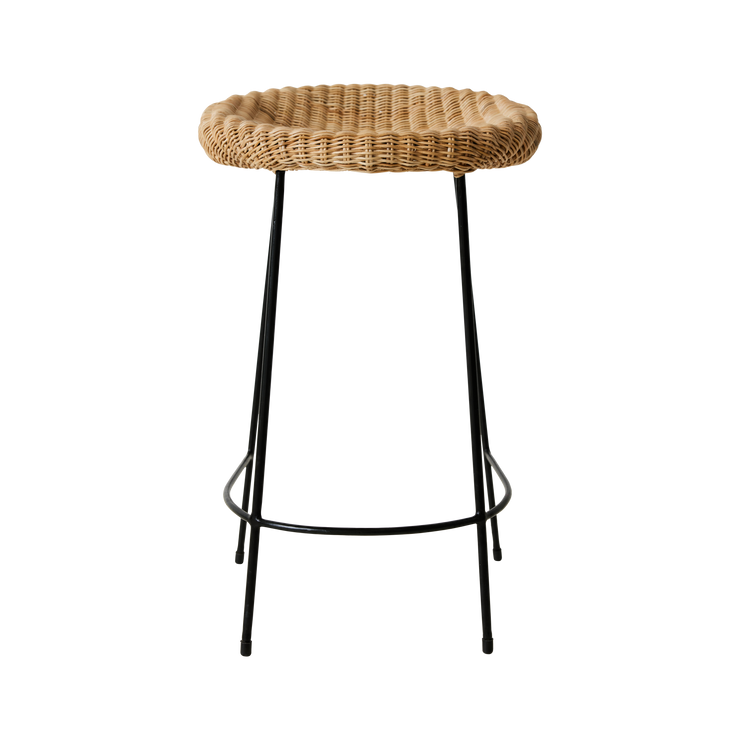 Barkrakken Wicker Barstool fra HK Living, sett forfra.