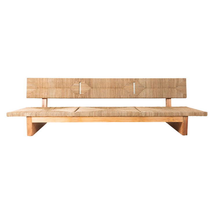 Sofaen Woven Porch Lounge fra HK Living har ramme i massiv eik og sete og rygg i flettet lampakanay.