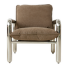 Lenestolen Chrome Lounge Chair fra HK Living med puter i tekstilet Canvas Brown, sett forfra.