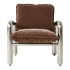 Lenestolen Chrome Lounge Chair fra HK Living med puter i tekstilet Velvet Brown, sett forfra.