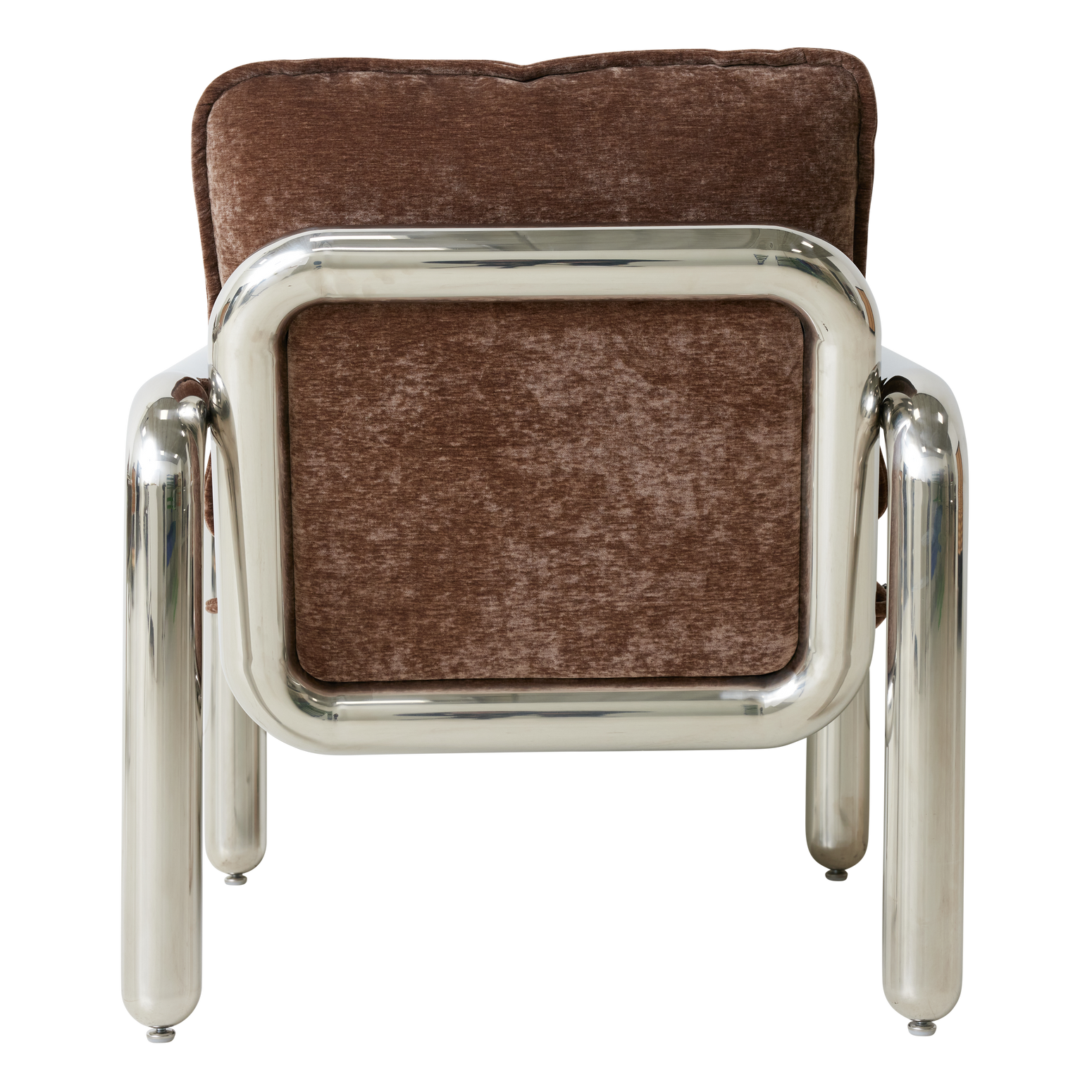 Lenestolen Chrome Lounge Chair fra HK Living med puter i tekstilet Velvet Brown, sett bakfra.
