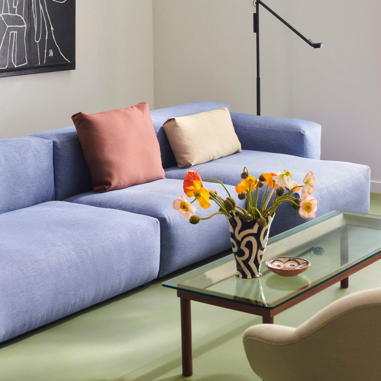 Sofa Mags Soft Low 3-seter, kombinasjon 4, tekstil Metaphor, farge 009