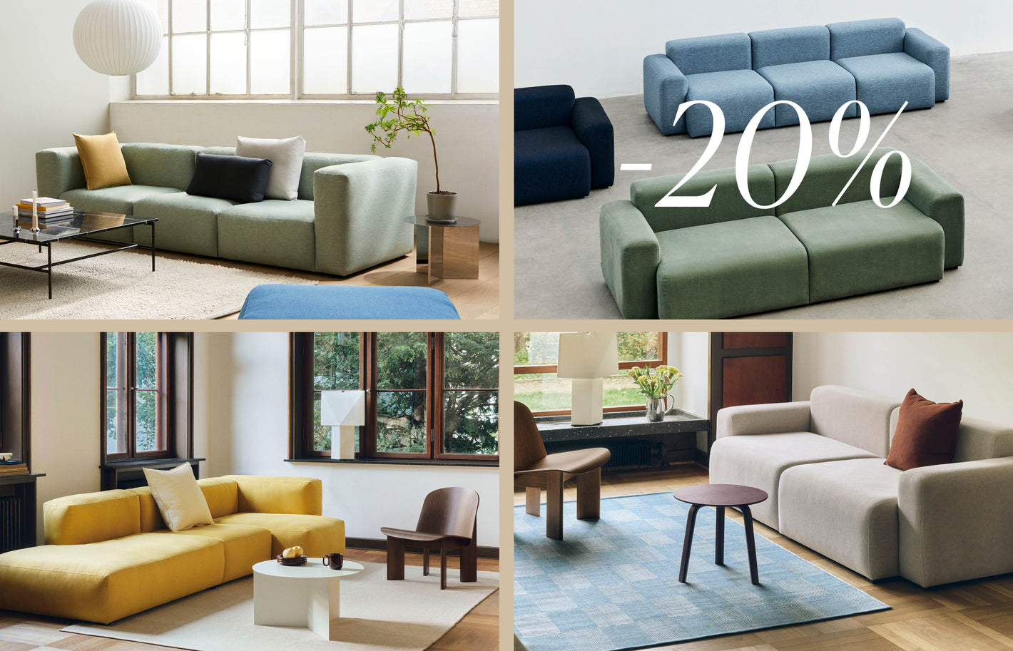 Sofakampanje mars 2026 på alle Mags sofaer og sofamoduler fra HAY hos OsloDeco