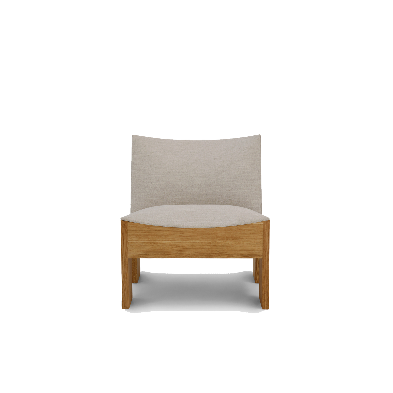 Loungestol Tenon fra New Works i eik og beige linblanding (Natural Oak, Romo Ruskin Quill).