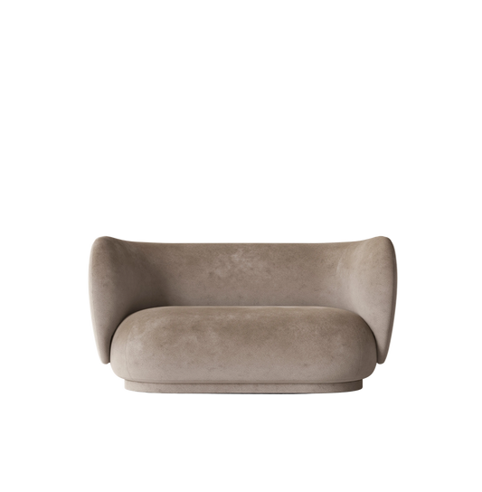 Sofa Rico 2 seter fra ferm Living i tekstilet Faded Velvet i fargen Beige