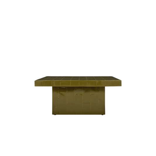 Sofabord Brick fra House Doctor med 'fliser' i høyglanslakkert mangotre, farge Grønn