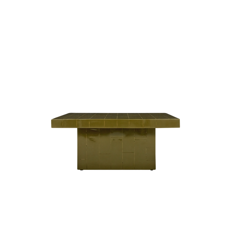 Sofabord Brick fra House Doctor med 'fliser' i høyglanslakkert mangotre, farge Grønn