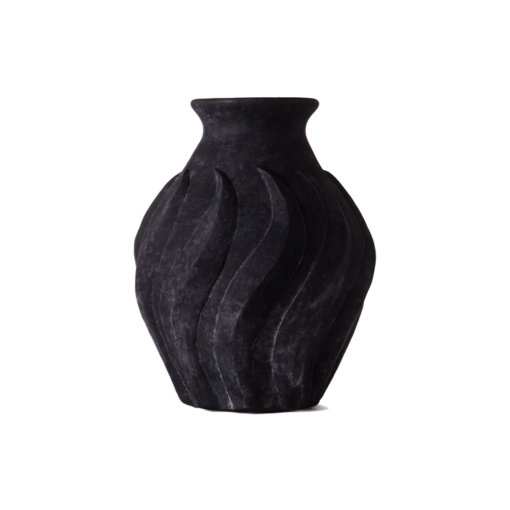 Stor Vase Swirl i Black/ Sort fra Dusty Deco.