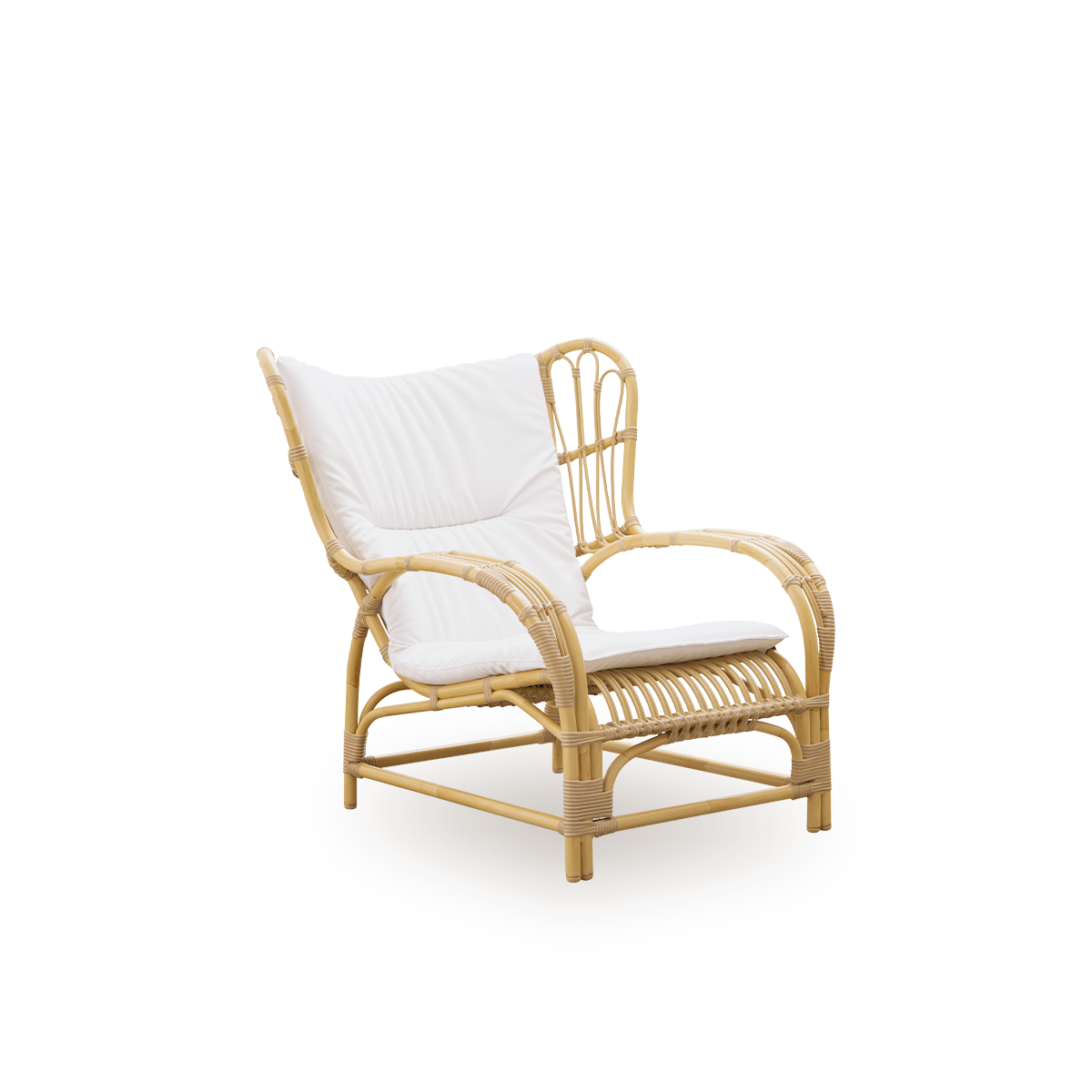 Teddy Lounge Chair fra Sika Design i naturfarget Alu-Rattan, sett forfra uten pute