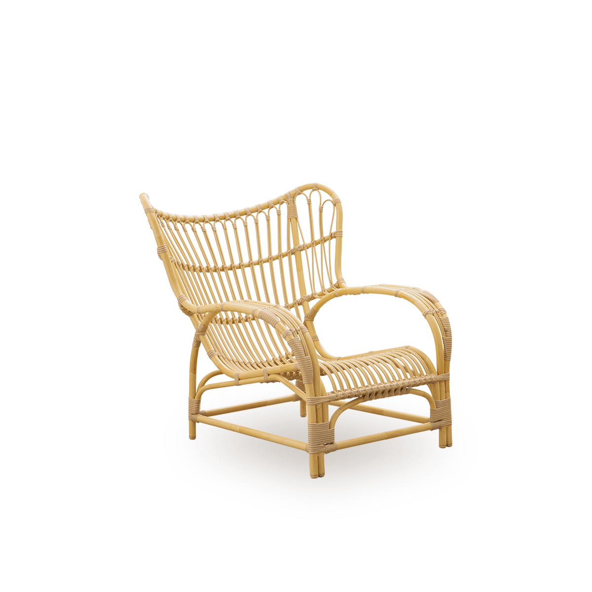 Teddy Lounge Chair fra Sika Design, frontvisning i naturfarget Alu-Rattan uten pute