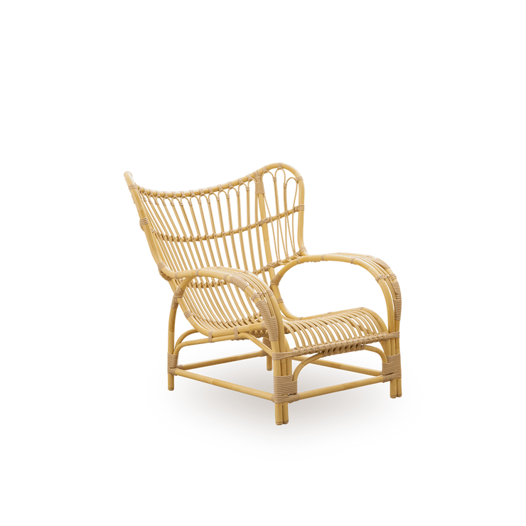 Teddy Lounge Chair fra Sika Design, frontvisning i naturfarget Alu-Rattan uten pute