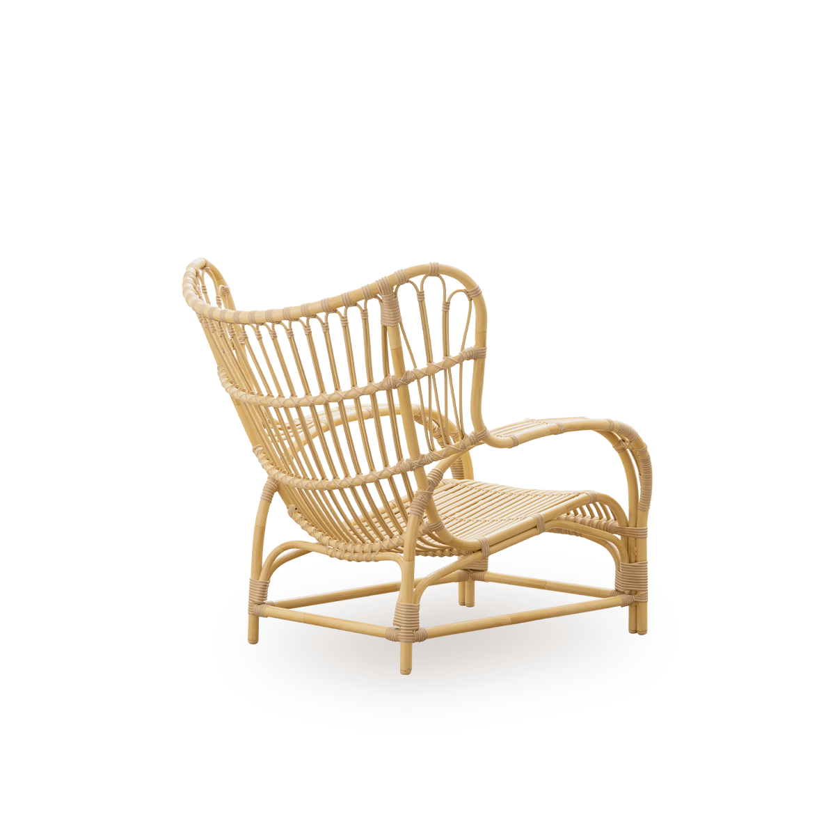 Teddy Lounge Chair fra Sika Design, nærbilde av Alu-Rattan-ramme og flettede armlener