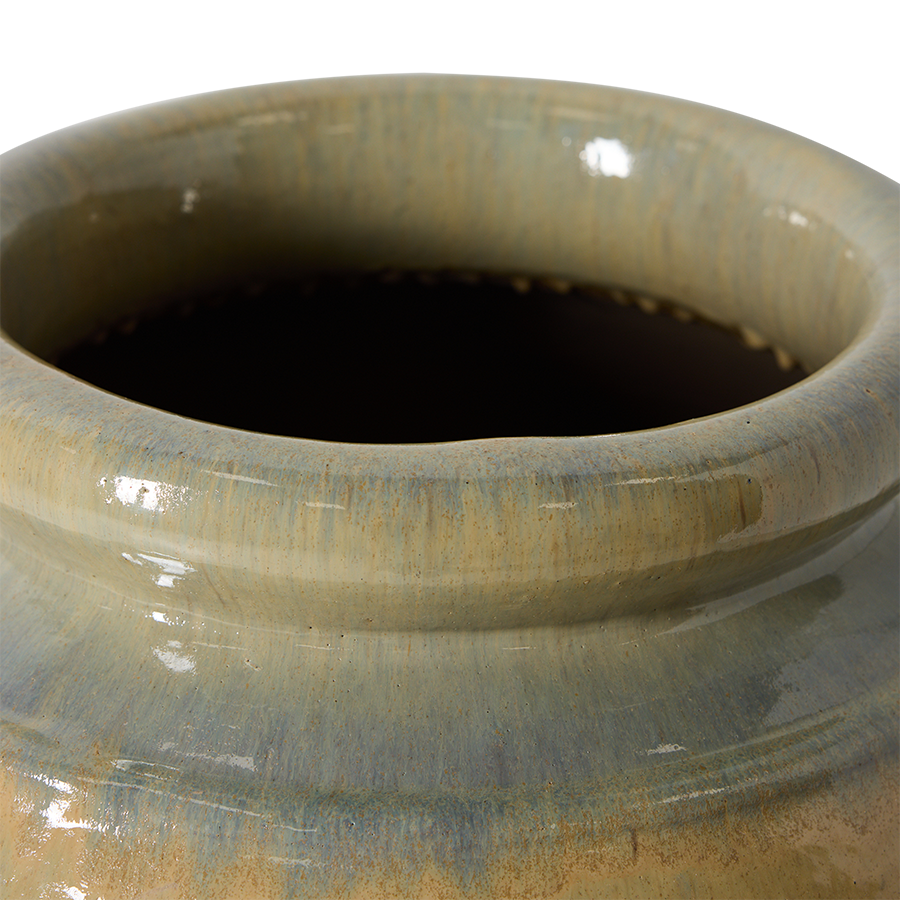 Glasert okergul gulvvase Ceramic Floor Vase Olive Tree fra Hk Living