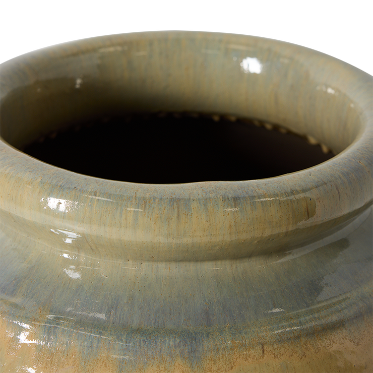 Glasert okergul gulvvase Ceramic Floor Vase Olive Tree fra Hk Living