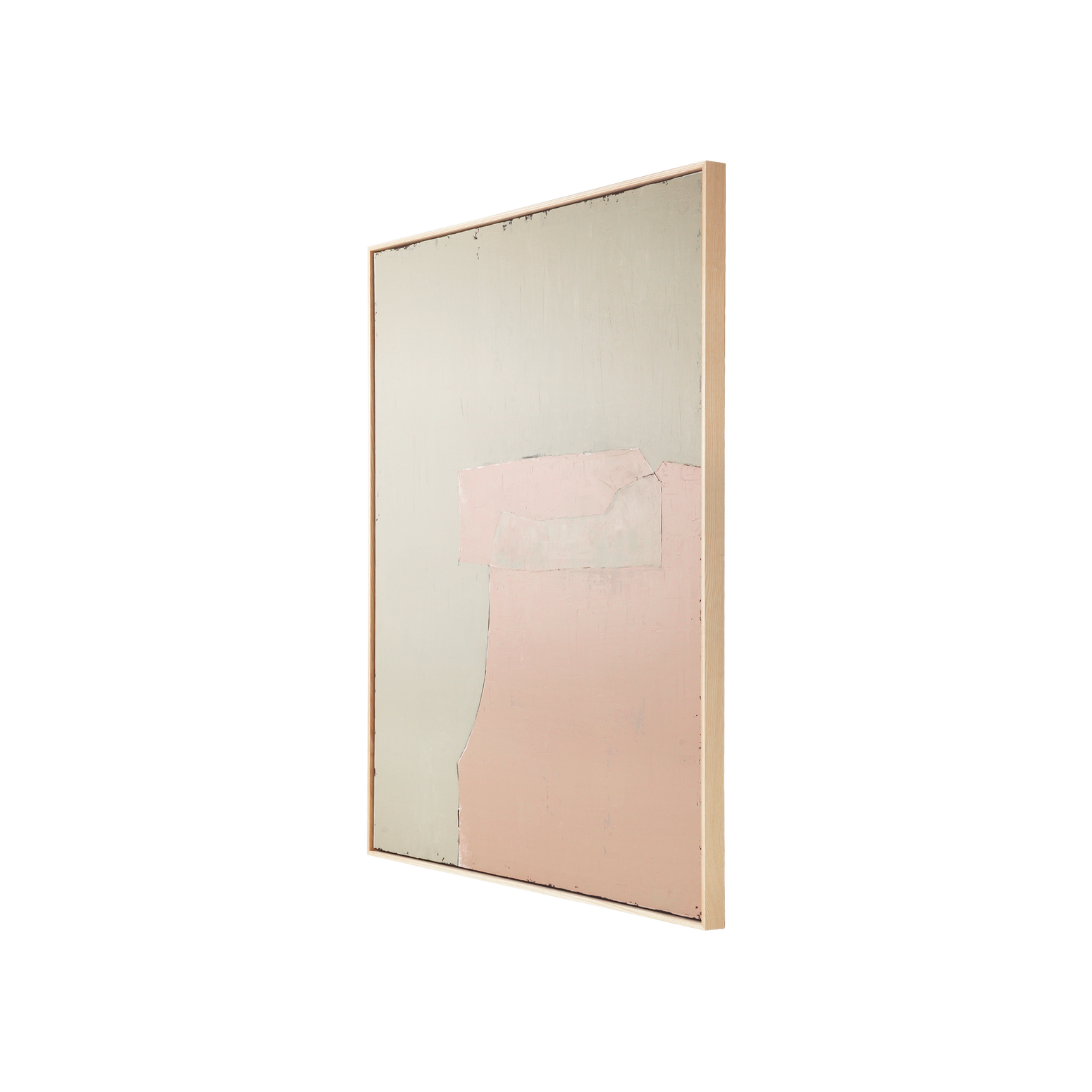 Maleriet Abstract Painting Olive/ Nude Fra HK Living kommer ferdig montert i en ramme av ask. En metallist på baksiden sikrer enkelt oppheng på veggen.