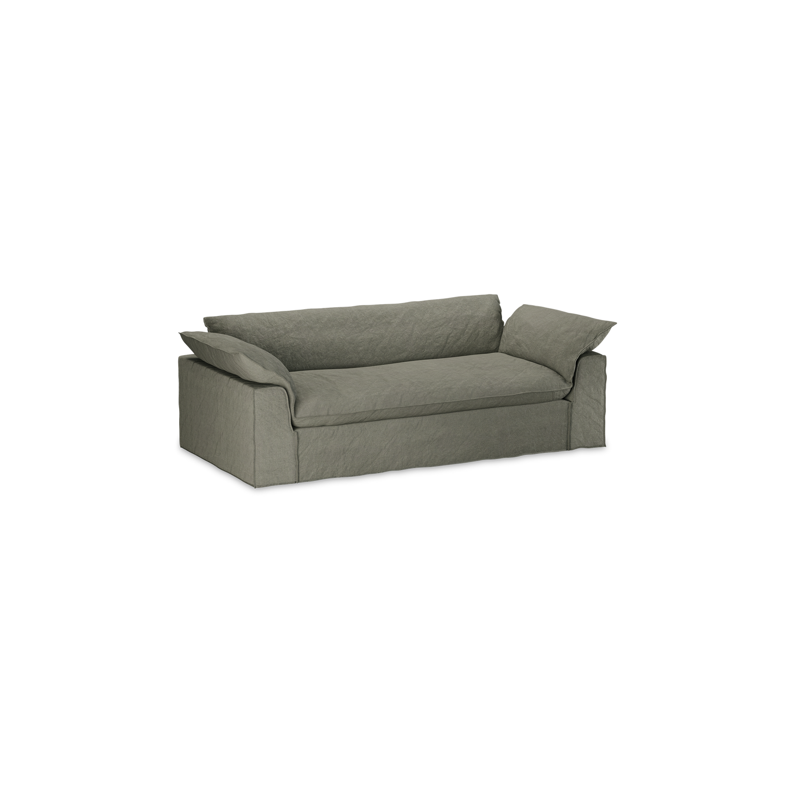 Sofa Nomad Couch treseter (244 cm) fra HKliving. Tekstil: Linen - Army Green