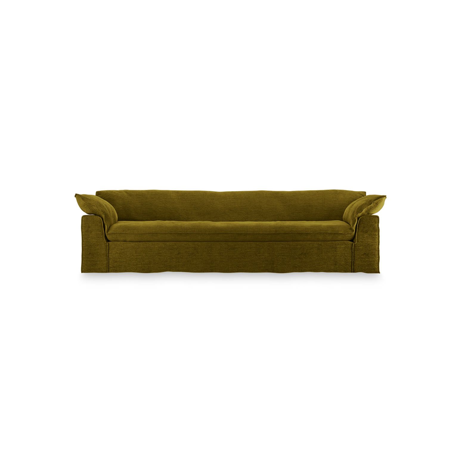 Sofa Nomad Couch fireseter (305 cm) fra HKliving. ad Couch toseter (204 cm) fra HKliving. Tekstil: Royal Velvet - Olive