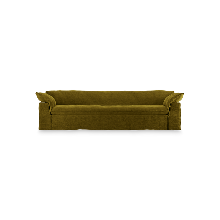 Sofa Nomad Couch fireseter (305 cm) fra HKliving. ad Couch toseter (204 cm) fra HKliving. Tekstil: Royal Velvet - Olive