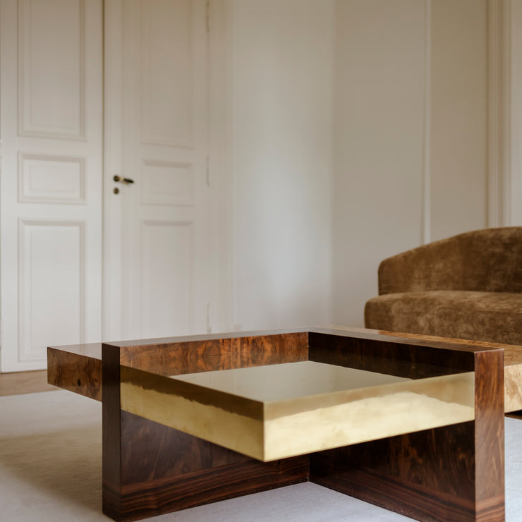 Kvadratisk sofabord Cresta Lounge Table i burl / rotfiner fra OsloDeco