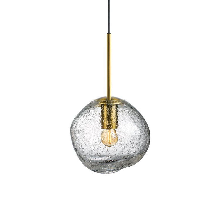 Taklampen Crystal Stone Soda i størrelse 250 mm med messingoppheng.