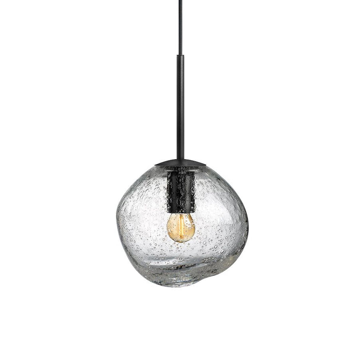Taklampen Crystal Stone Soda i størrelse 250 mm med svart oppheng.