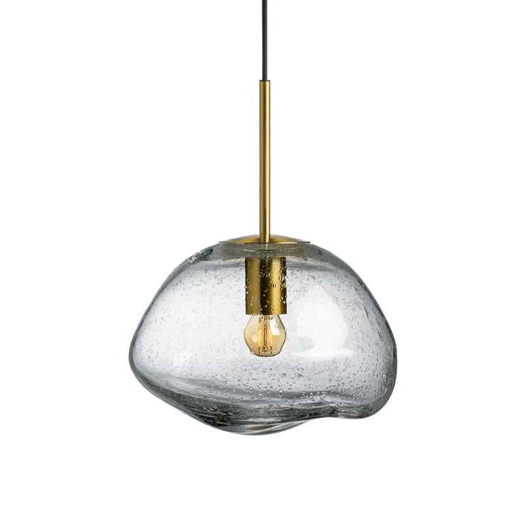 Taklampen Crystal Stone Soda i størrelse 300 mm med messingoppheng.