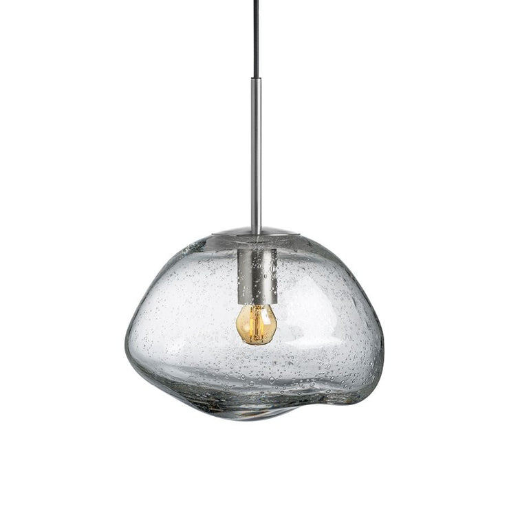 Taklampen Crystal Stone Soda i størrelse 300 mm med stålfarget oppheng.