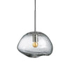 Taklampen Crystal Stone Soda i størrelse 300 mm med stålfarget oppheng.