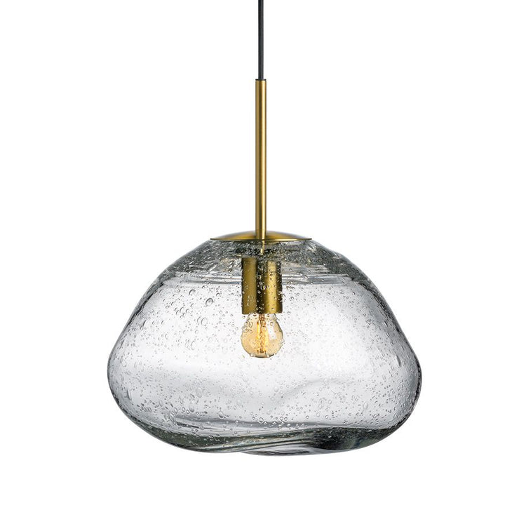 Taklampen Crystal Stone Soda i størrelse 350 mm med messingoppheng.