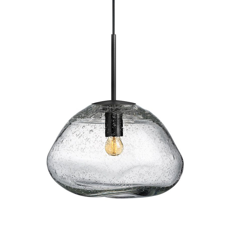 Taklampen Crystal Stone Soda i størrelse 350 mm med svart oppheng.