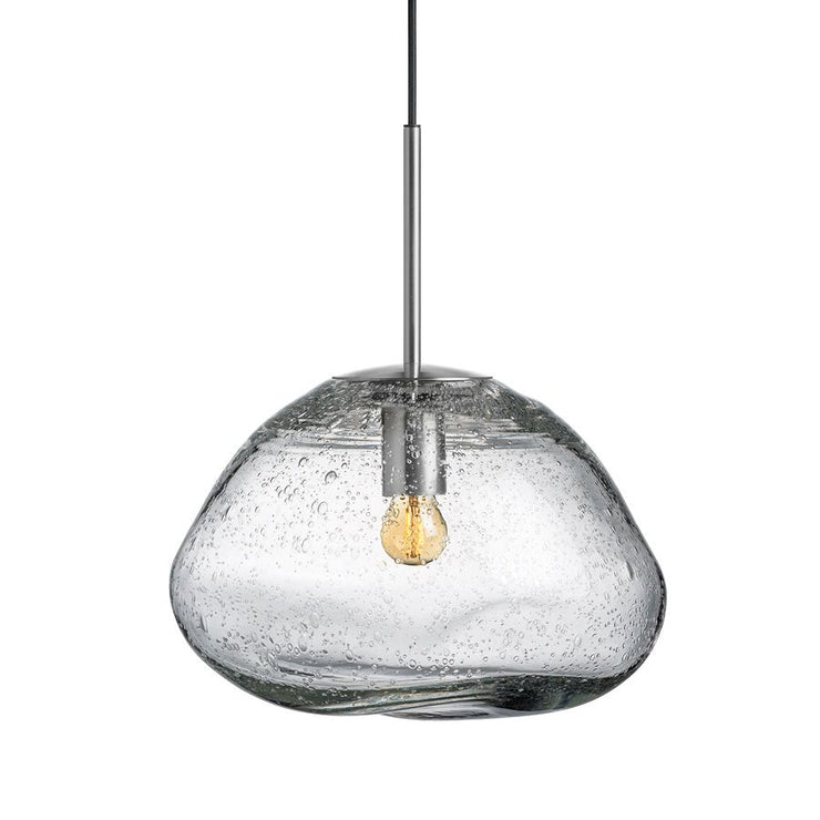 Taklampen Crystal Stone Soda i størrelse 350 mm med stålfarget oppheng.