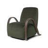 Lenestolen Buur Lounge Chair fra Ferm Living i den dypgrønne veluren Rich Velvet i fargen Pine.