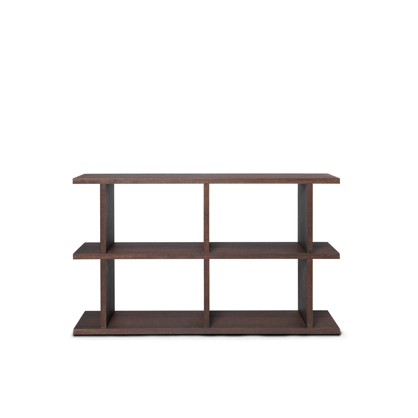 Bokhylle Kona Bookcase fra Ferm Living i mørkbeiset eikefiner, med 2x2 hyller