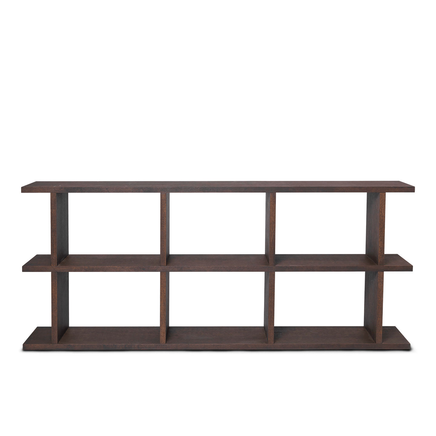 Bokhylle Kona Bookcase fra Ferm Living i mørkbeiset eikefiner, med 3x2 hyller