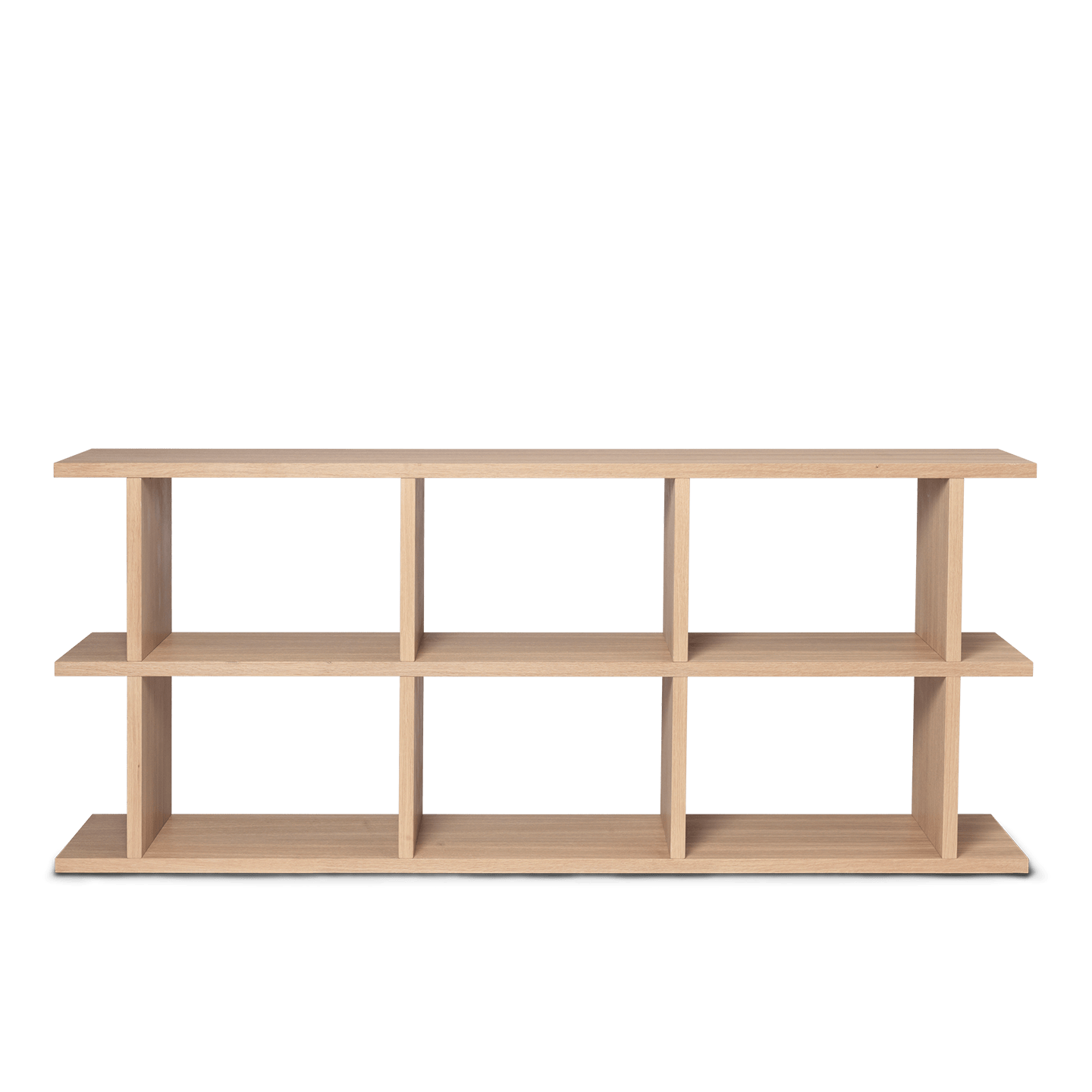 Bokhylle Kona Bookcase fra Ferm Living i naturfarget eikefiner, med 3x2 hyller