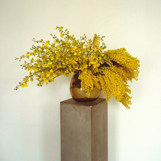 Vase Water Swirl lav light yellow (må hentes)