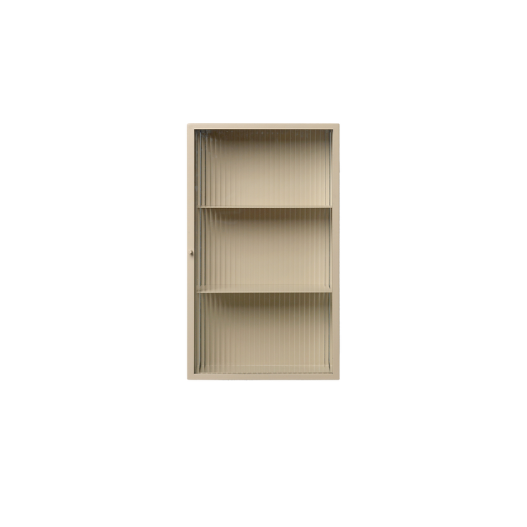 Veggskap Haze Wall Cabinet Rillet Glass fra Ferm Living i beige / Cashmere.