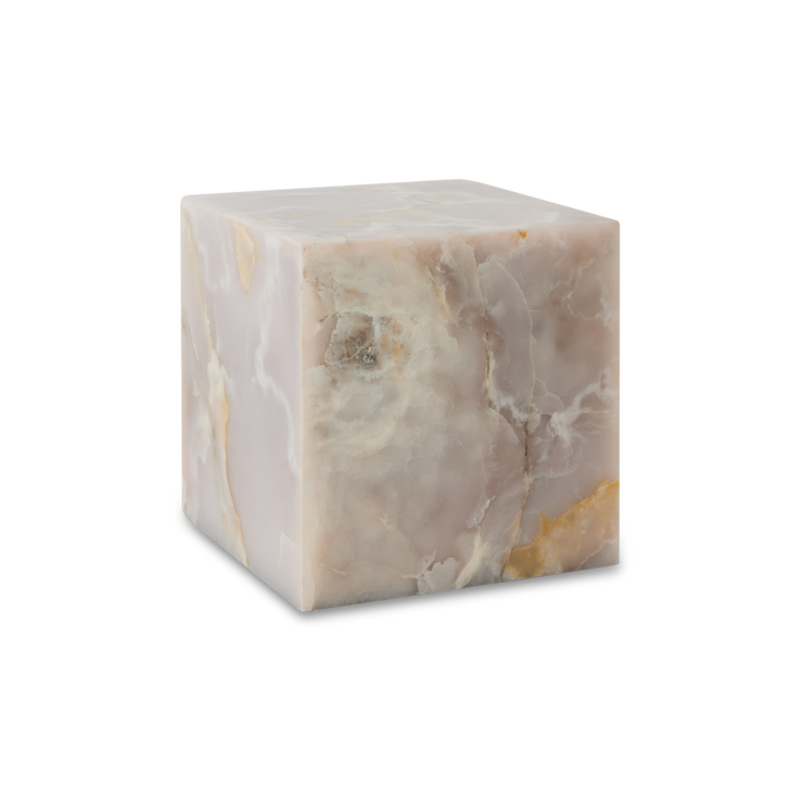 Sidebord Onyx Marble Block Table fra HK Living er også tilgjengelig i lys rosa onyxmarmor.